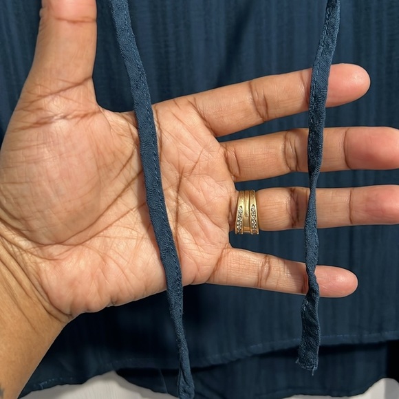 KNOX ROSE Women’s Loose/Relaxed Fit Blue Tie Collar Boho Shirt - Size Small - Picture 5 of 6